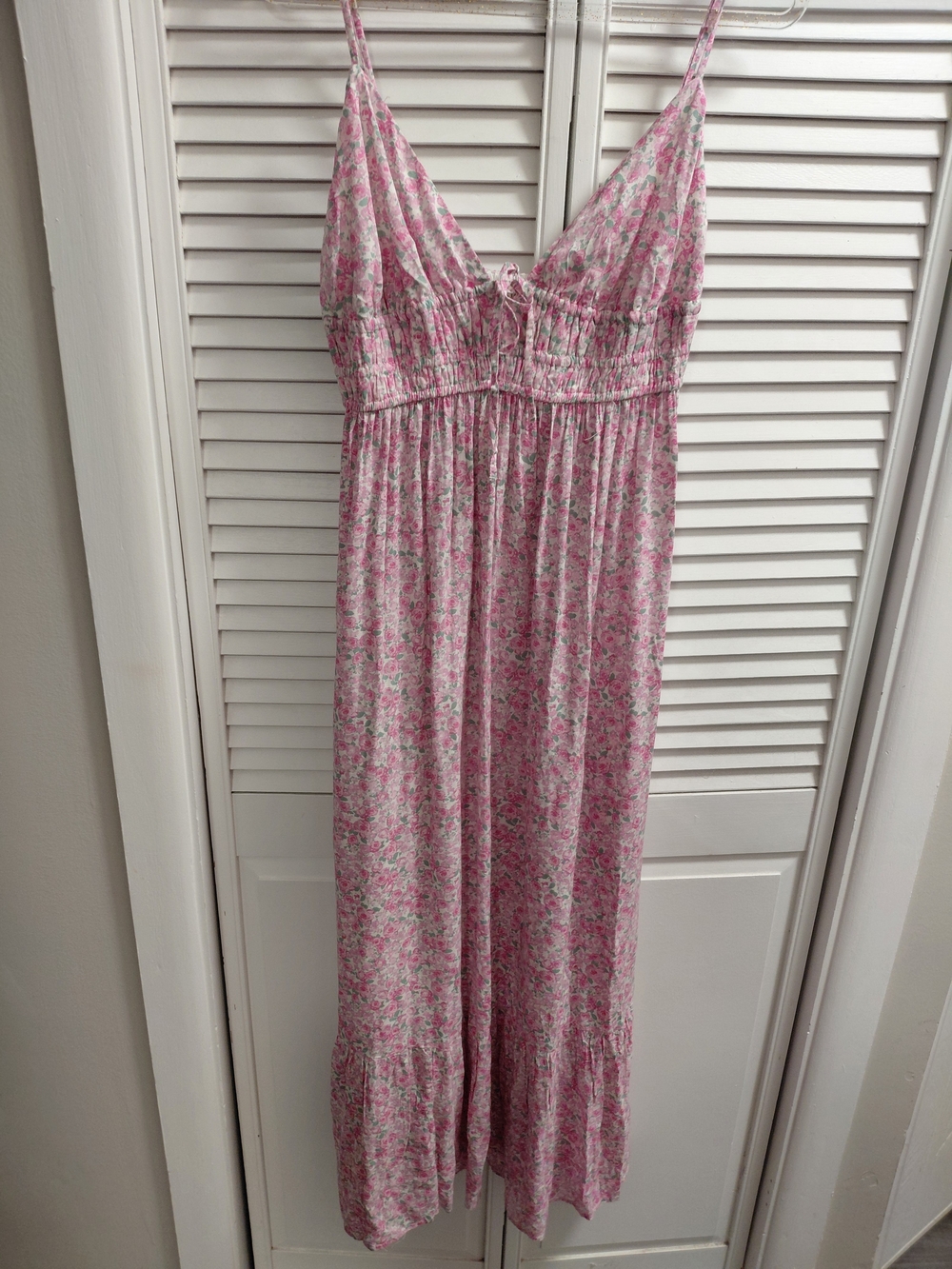 Aeropostale Pink Floral Maxi Dress W/Spaghetti Straps